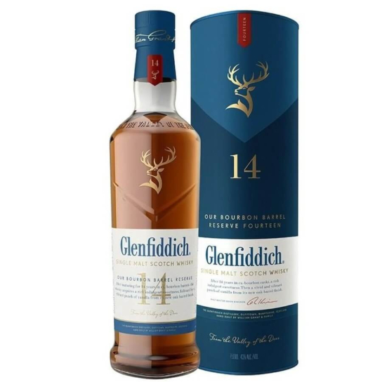 Glenfiddich 14 YO Bourbon Barrel Reserve - малцово шотландско уиски 700ml - Шотландско уиски малцово - DrinkLink