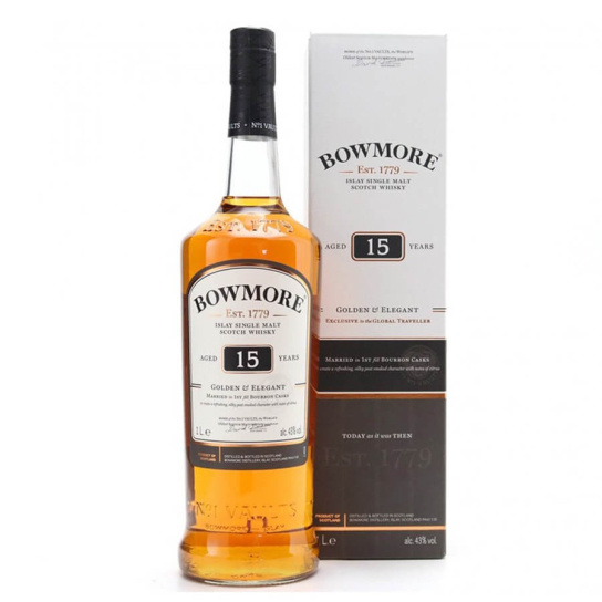 Bowmore 15YO Golden & Elegant - малцово шотландско уиски 1000ml - Шотландско уиски малцово - DrinkLink