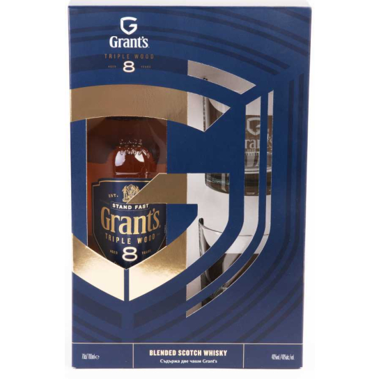 Grant’s Triple Wood 8 Y.O. с две чаши - бленд шотландско уиски 700ml - Шотландско уиски бленд - DrinkLink