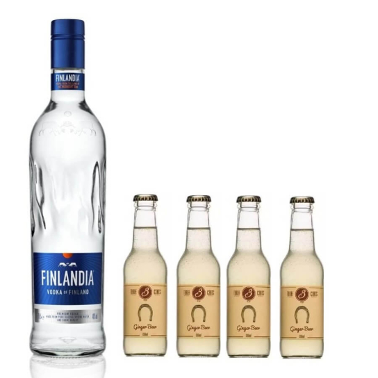Пакет Finlandia 700ml + 4бр. Тоник Three Cents Ginger Beer 200ml - Скандинавска водка - DrinkLink