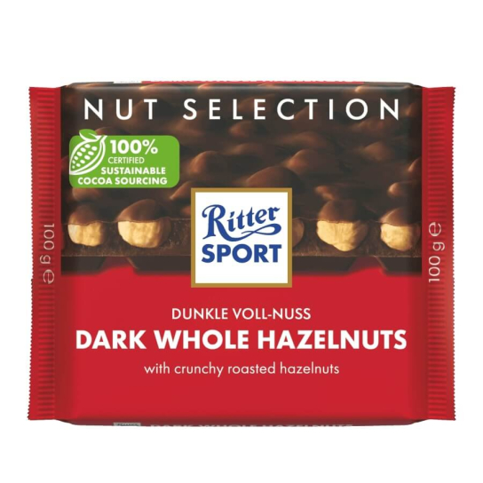 Ritter Sport Dark Chocolate with Whole Hazelnuts 100g - Шоколадови и захарни изделия - DrinkLink