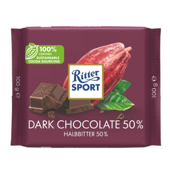 Ritter Sport Dark Chocolate 50% Cocoa 100g - Шоколадови и захарни изделия - DrinkLink