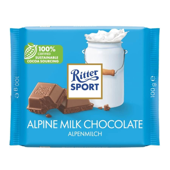 Ritter Sport Alpine Milk Chocolate 30% Cocoa 100g - Шоколадови и захарни изделия - DrinkLink