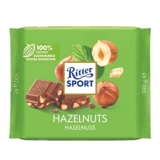Ritter Sport Milk Chocolate with Chopped Hazelnuts 100g - Шоколадови и захарни изделия - DrinkLink