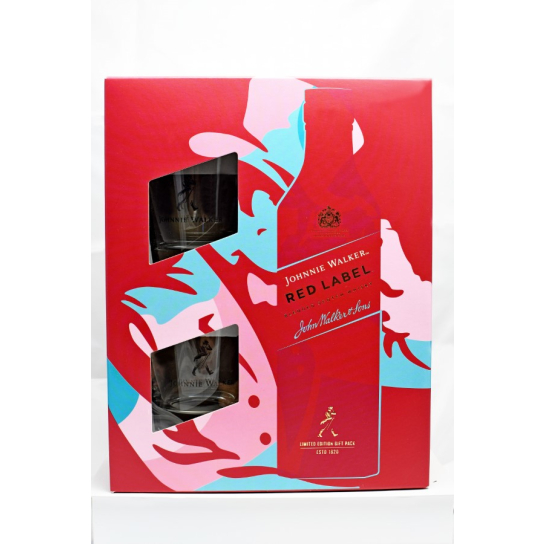 Johnnie Walker Red Label с две ниски чаши - бленд шотландско уиски 700ml - Шотландско уиски бленд - DrinkLink