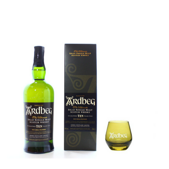 Ardbeg 10 Years Old с чаша - малцово шотландско уиски 700ml - Шотландско уиски малцово - DrinkLink