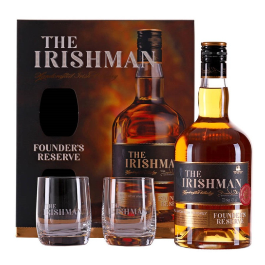 The Irishman Founders Reserve с чаши - бленд ирландско уиски 700ml - Ирландско уиски бленд - DrinkLink