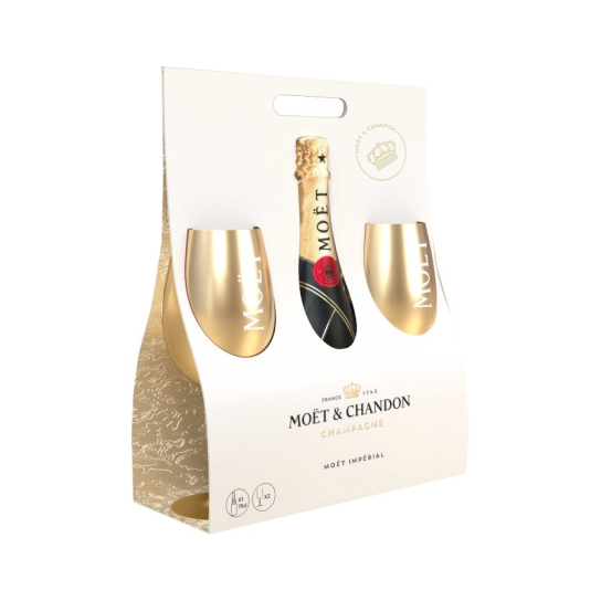 Moet & Chandon Imperial + 2 golden glasses - Пенливо вино - DrinkLink