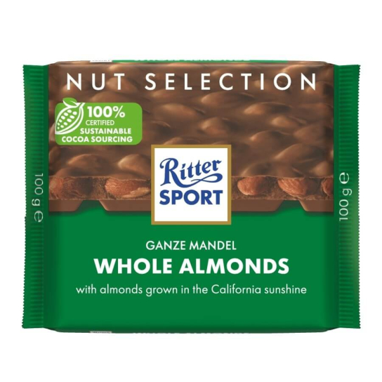 Ritter Sport Milk Chocolate with Whole Almonds 100g - Шоколадови и захарни изделия - DrinkLink
