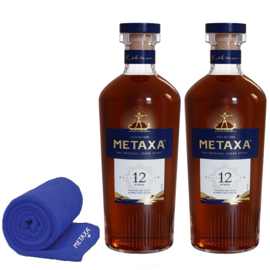 Metaxa 12* х 2 бр. с подарък поларено одеяло - Бренди - DrinkLink
