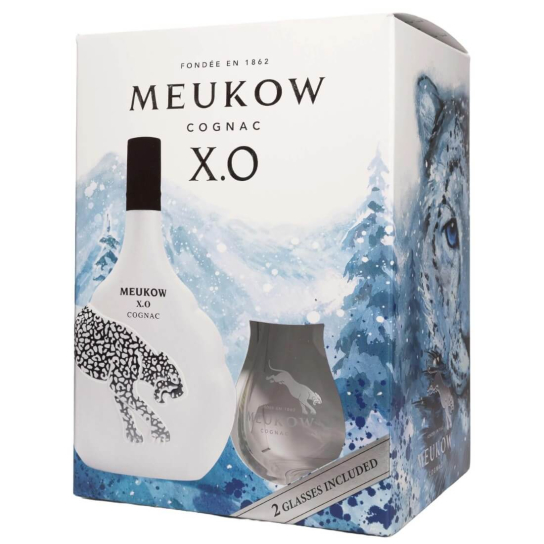 Meukow XO Ice Panther с две чаши - коняк 700ml - Подходящи за подарък - DrinkLink