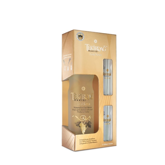 Tekirdag Gold Raki с две чаши - турска ракия 700ml - Турска ракия - DrinkLink