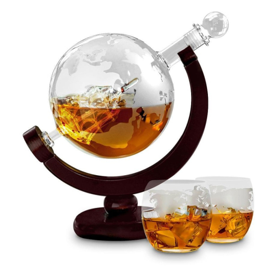 Уиски сет Mikamax Глобус декантер с 2 чаши -  - DrinkLink
