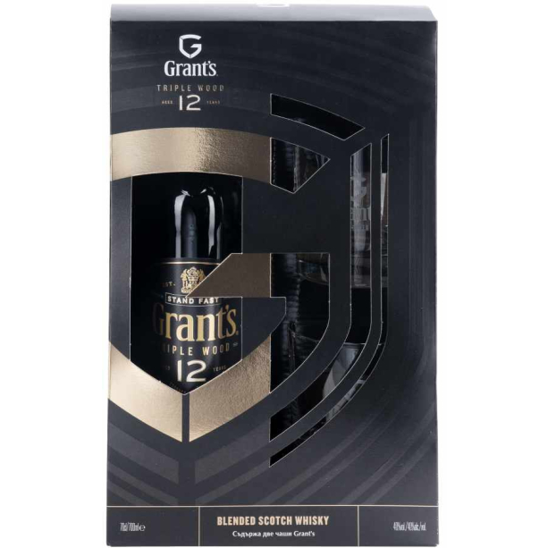 Grant’s Triple Wood 12 YO с две чаши - бленд шотландско уиски 700ml main product photo