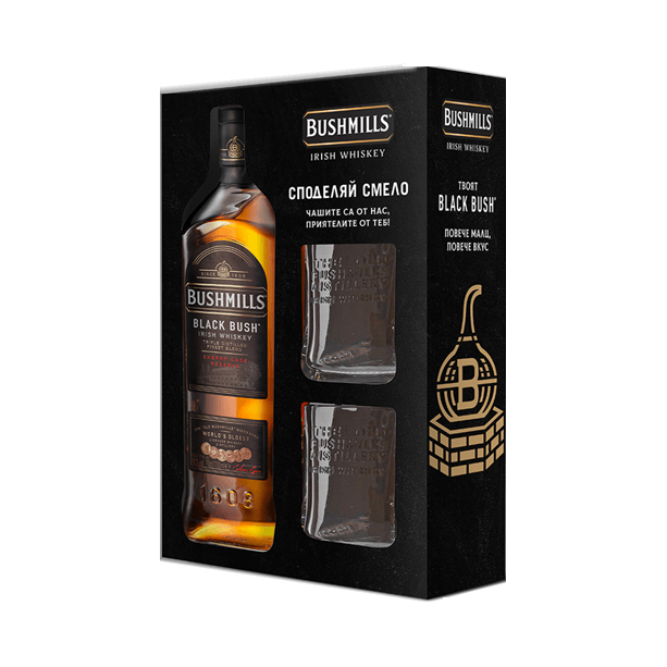 Bushmills Black Bush с две чаши - бленд ирландско уиски 700ml main product photo
